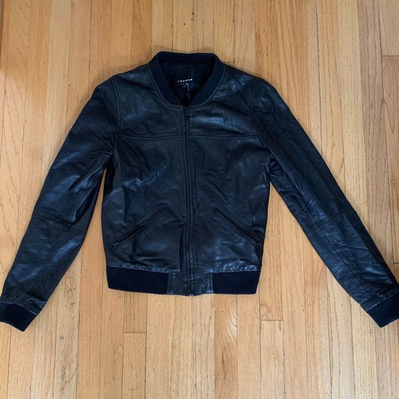 Trouve Jackets & Blazers - Trouve - Black Leather Bomber Jacket